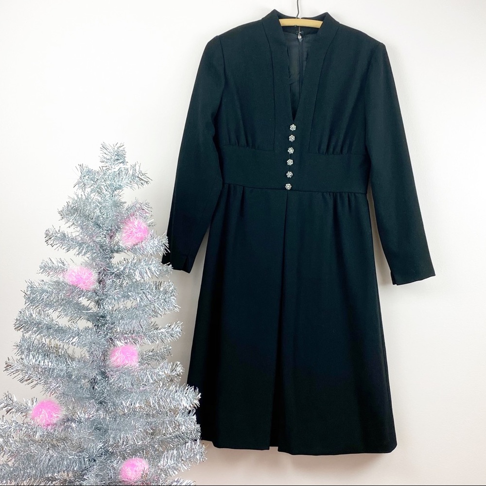Vtg 60s Jeremy Alan Phillips Rhinestone Midi Dress